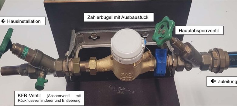 Bild eines technisch einwandfrei montierten Wasserzählers.