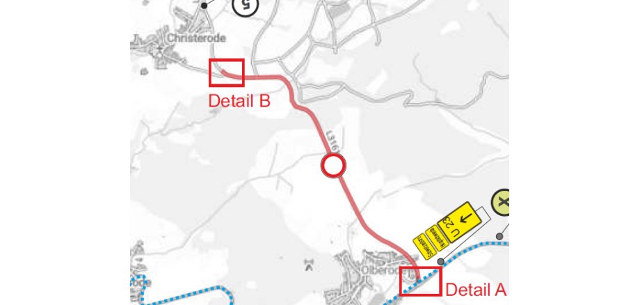 Vollsperrung Steingasse auf einem Kartenausschnitt