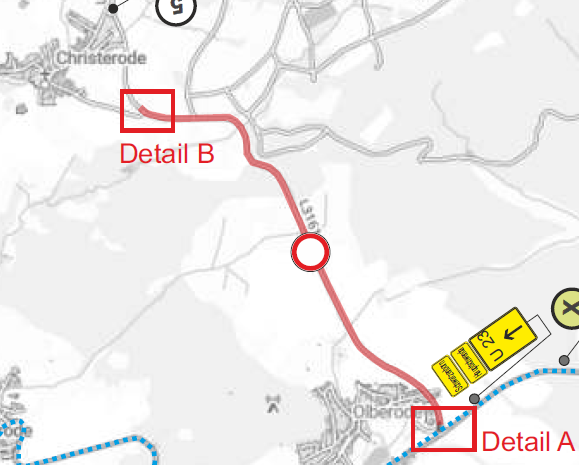 Vollsperrung Steingasse auf einem Kartenausschnitt