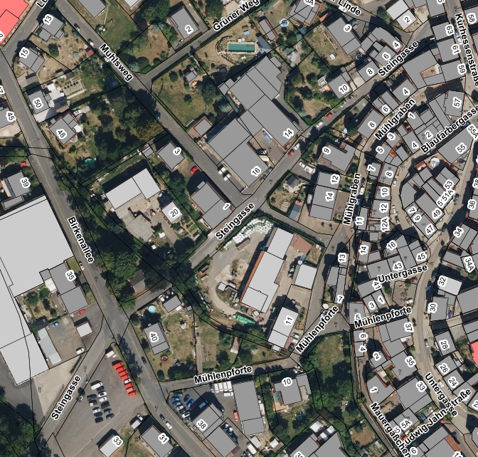 Vollsperrung Steingasse auf einem Kartenausschnitt