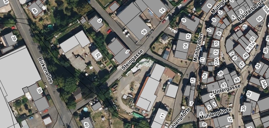 Vollsperrung Steingasse auf einem Kartenausschnitt